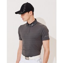 22SS [COOL TOUCH]그레이 자카드 메쉬 반팔 카라 티셔츠 HUTS2B431G3