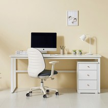 DIY 미슈레 LPM 철제 입식 컴퓨터 일자 책상 1500, 화이트/화이트