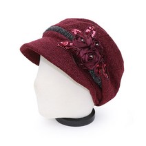 베이직엠 여성 겨울모자 반다나 두건 챙비니 스팽글 장미