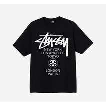 슈데일리 남여 공용 스투시 월드투어 티셔츠 블랙 21SS