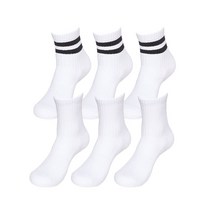삭스핏 여성 스포츠양말 투라인+무지 세트 총6켤레 삼선양말 운동양말 헬스양말 등산양말 쿠션양말 여자스포츠양말 중목스포츠양말