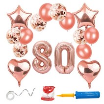 기념일 풍선세트 숫자(대형) 결혼 1주년 커플 기념일 풍선 아기 100일 백일 돌 부모님 회갑 칠순 팔순 구순 이벤트 파티용품 장식소품 양면테잎 손펌프 포함, 80