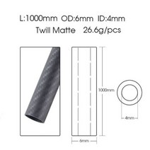 저무리 호환제품 탄소 섬유 튜브 파이프 1 개 길이 1000MM 직경 100CM 4mm 5mm 6mm 7mm 8mm 9mm RC 모델 비행기 드론 액세서리, 16 6x4 Twill Matte