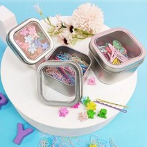 면봉 사각 머리끈 틴 투명 포카 정리함 케이스 실핀, 1사각투명틴케이스-소