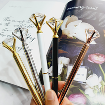 살림하는집 다이아몬드 보석볼펜 필기감좋은 특이한 다이아 큐빅볼펜 리필심, 볼펜 골드