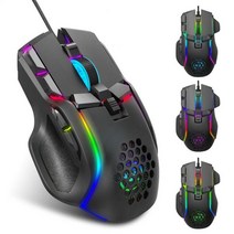 유선 마우스 매크로 프로그래밍 13 RGB 조명 모드 노트북 PC 데스크탑 용 6 속도 12800 인치 당 점 게임용 게이머, black, 하나