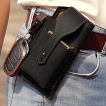 스티치 가죽 벨트 파우치 허리가방 스마트폰수납, 상세 참조