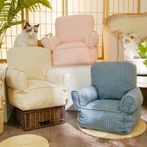 냥슬아치 고양이 강아지 푹신 심플 두부쇼파 방석 의자.냥슬아치, 베이지체크