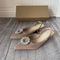 크리스탈 보석 뮬 샌들 슬링백 여성 구두 키튼힐 High heel sandals 2A176
