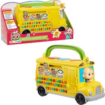 CoComelon Just Play 음악 학습 버스 숫자 및 문자 인식 발음 노란색 스쿨 버스 장난감 버스에서 ABC와, 한개옵션0