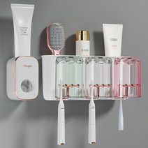 나이스나 다용도 패밀리 칫솔걸이 +컵, 1세트, 화이트