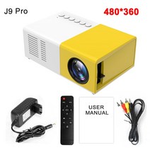 빔프로젝터 무선프로젝터 블루투스프로젝트 Salange J9 프로 프로젝터 1000 루멘 480x360 픽셀 3.5mm 오디, 01 Pro Yellow_04 영국 플러그