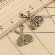 테니스라켓 20pcs 매력 테니스 라켓 18x14mm 골동품 청동 실버 컬러 펜 던 트 만들기 DIY 수 제 보석 공장, 01 앤틱 청동 도금
