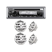 켄우드 KMR-D382BT 자동차 해양 스테레오 - 싱글 딘 블루투스 오디오 CD USB MP3 옥신 AM FM 라디오 시리우스XM 준비 내후성 | 플러스 2X KFC-1653MR