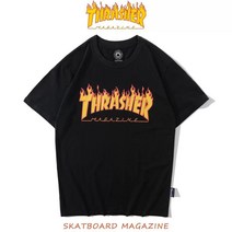 Thrasher flame T-shirt 트레셔 플레임 로고 반팔 검정색