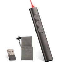 프리젠테이션 클리커 USB 충전식 레드 라이트 RF 2.4 GHz 무선 프레젠터 클리커 원격 슬라이드 어드밴서 맥 키노트 노트북 등, Grey