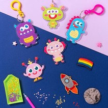 외계인 보석십자수 고리 만들기 비즈 diy 키트 재료 키링 세트 가방 걸이 스티커 큐빅 패키지 미술 활동 방과후 단체, 외계인보석십자수(핑코)
