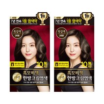 리엔 흑모비책 한방 크림염색제, 흑갈색, 2개