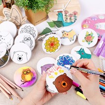 [바이위즈] 패브릭 미니 손 거울 만들기 꾸미기 할로윈 크리스마스 단체 학습 행사용 미술 교재 색칠 놀이 그림 그리기, 패브릭손거울(단청)+스티커선물