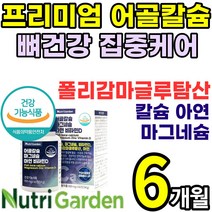 뼈 집중케어 영양제 어골 칼슘 마그네슘 피지에이 낫토 비타민D 아연 잇몸 치아 무릎 무릅 연골 신경 눈 밑 떨림 아래 경련 건강 식품 칼마디 아 어린이 청소년 갱년기 pga k, 6박스(6개월)