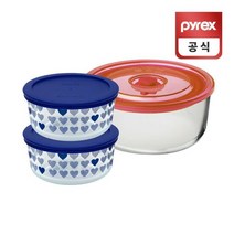 파이렉스 코렐 원형 저장용기 하트 950ml 네이비 이지씰 3050ml, 단품