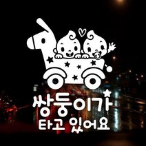 쌍둥이가 타고 있어요 유모차 / 자동차스티커 아기가타고있어요 반사스티커, 반사:영문