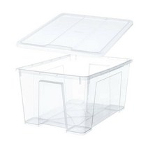 이케아 SAMLA 삼라 수납함+뚜껑 투명 56x39x28cm/45L/수납함/정리함, 선택완료, 투명_701.809.41_SET