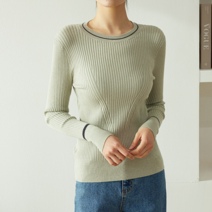 블루종 블루종 라인배색 골지 라운드니트_B2301KN010A