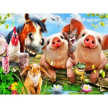 복돼지 가족 우드 직소퍼즐 해돼지띠 행운 행복 재물 장수 가져다주는 럭키피그 나비 말 풍수 조각퍼즐 모음 어르신 효도선물 집콕취미 집중력향상 성인용 스트레스 해소, 복돼지 가족 퍼즐02호, 300피스