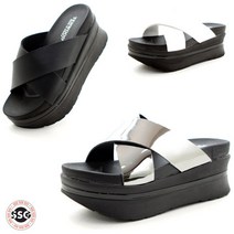 [키높이 7cm] 국내제작 가볍고 발볼편한 쿠션감좋은 논슬립 여성 통굽 엑스 슬리퍼
