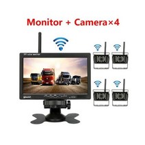 화물차후방카메라 트럭 포터 화물 후방카메라 Bileeko RV B 카메라 무선 7 인치 LCD 모니터 HD 후면보기 버스 트레일러 굴삭기, Monitor with 4 Cams