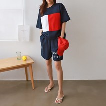 봄 여름 데일리 원마일웨어 나들이룩 휴가룩 빅사이즈 반팔티 반바지 면 트레이닝 추리닝 세트