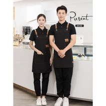 회사 남성 로고 방수 앞치마 케이터링 캐주얼 캐주얼실 SPA 뷰티 서버 턱받이 도구 포켓, Black_Customize Logo