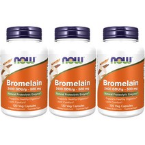 나우푸드 브로멜라인 2400GDU/g-500mg 베지 캡슐, 120개입, 3개
