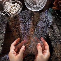 홀로그램 다꾸 스티커 반짝이 금장 빈티지 투명 인스, 골드플라워