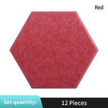 흡음패널 흡음재 방음재 어쿠스틱 패널 자체 접착 음향 처리 12pcs 흡음 룸 방음 벽 스티커 벽 트림, 빨간색, 작은 육각형, 8mm 중간 밀도