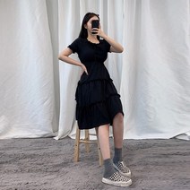 VANANA2 여성 러블리 캉캉 스퀘어넥 롱 원피스