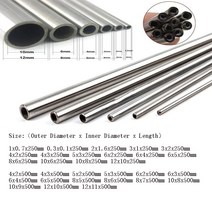 강관 30 크기 외경 0.3-12mm 내경 0.1-11mm 길이 250500mm 304 원활한 스테인레스 스틸 모세관, 6x2x250mm