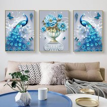 보석십자수 공작새 해당화 3종세트45x55x3 45x60x3(사은품 증정), 60x80x3, 해바라기(I)