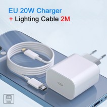 고속 충전기 무선 아이폰용 오리지널 USB C 고속 충전 케이블 20W 13 12 11 14 프로 맥스 XS XR SE, 02 EU 20W and 2M Cable