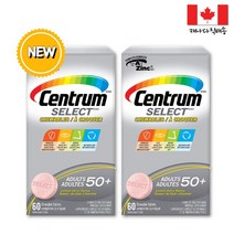 Centrum 센트룸 실버 츄어블 멀티비타민 + 미네랄 50대 이상 60정 2개월분 남녀공용 캐나다 내수용 종합비타민 종합영양제 마그네슘 루테인 함유, 2병