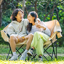 2인용 더블 커들 캠핑 체어, 베이지