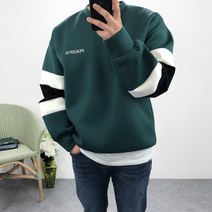 엠클로 [당일출고] 오버핏 네오프렌 배색맨투맨