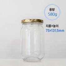 유리병 식품병, 협성580g+러그70⏀블랙캡+실링지+수축필림(40개/box), 40개