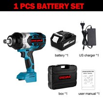 임팩트렌치 충전임팩 전동 무선 소형 가정용 ONEVAN 2200N.M 높은 토크 브러시리스 전기 임팩트 렌치 스크, 03 1 Battery US Plug