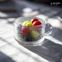 수요연차 요거트볼 시리얼볼 두툼한 엔틱 유리볼 2P 세트, 도트 요거트볼 2P세트