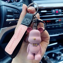 곰돌이열쇠고리 인형키링 자동차키링 귀여운 수지 키 체인 매력 넥타이 곰 펜던트 여성 가방 자동차 열쇠, 02 KY009-02