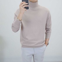 로코비전 남성 목폴라 니트 캐시미어 터틀넥 오버핏 부드러운 스웨터