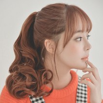 에스홀릭 자연스러운 웨이브펌 묶음머리 포니테일 부분가발, 내츄럴블랙