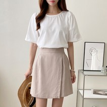 빨강몽키 여름 캐주얼 여성 린넨 여자 랩 치마 반바지